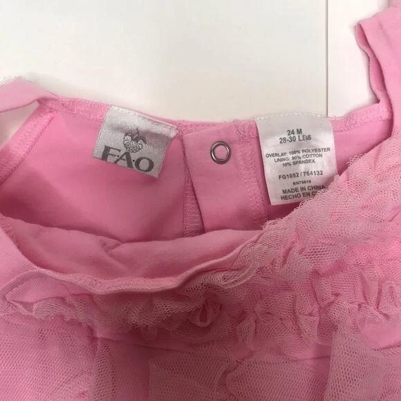 Fao baby dress pink with tulle stripes puffy 24 months - Image 3 of 4