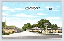 Postcard Indiana Worthington IN Stony Terrace Motel 1940s Unposted Linen