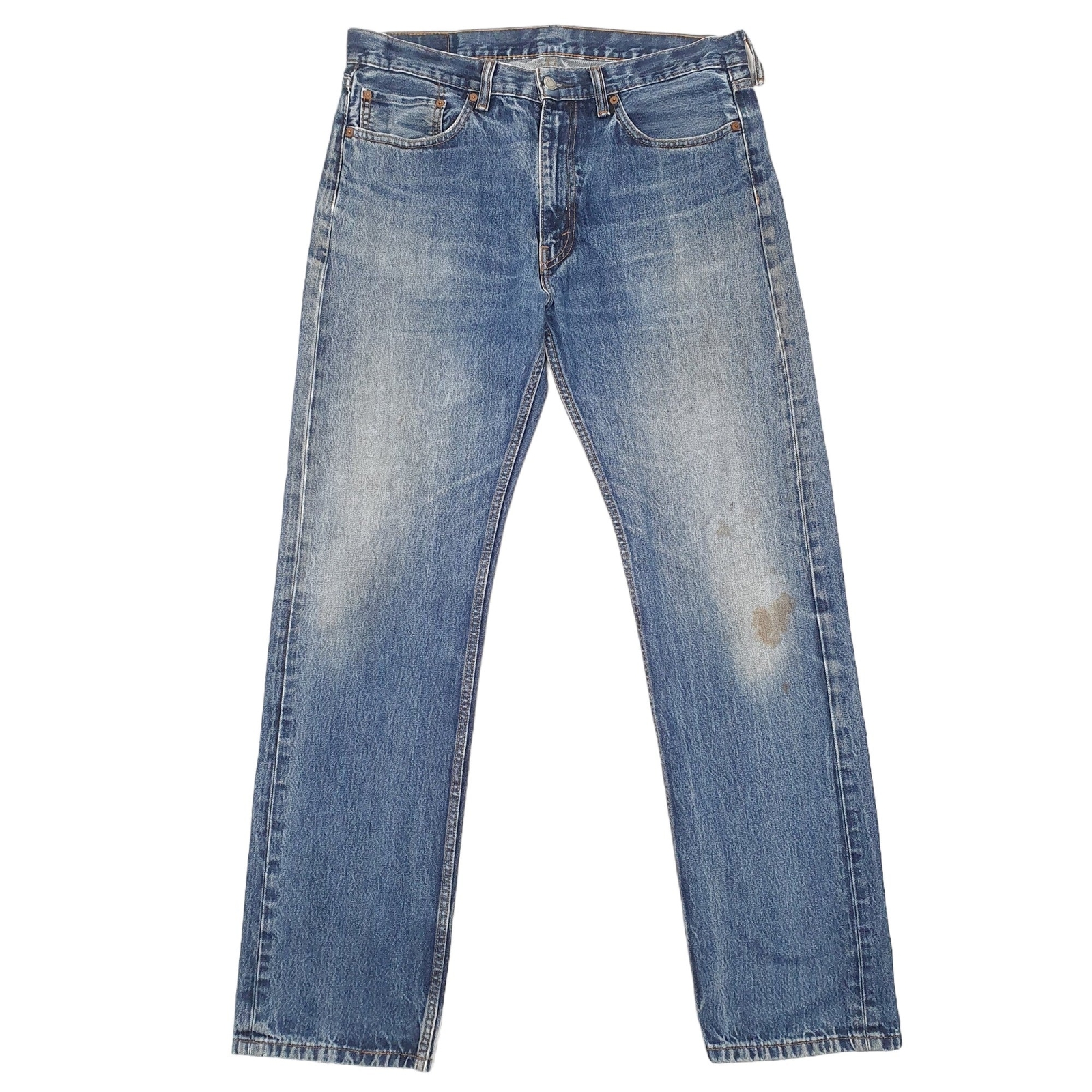 LEVIS 505 Jeans Regular Fit Blue Denim Trousers Mens W36 L34 image 2
