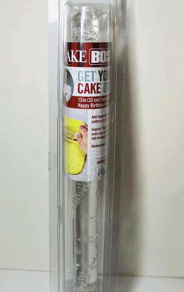 Rodillo acrílico fondant Cake Boss 13" con patrón de feliz cumpleaños Foto 2 de 4