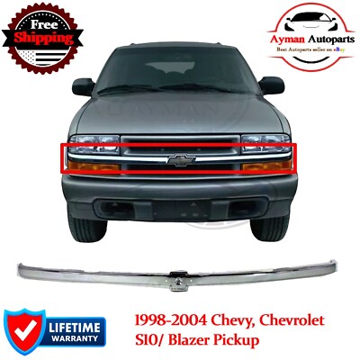 New Grille Molding Trim For 1998-2004 Chevrolet S10 Pickup Front Chrome 12470331