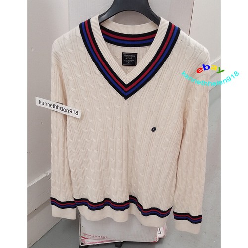 FITCH MENS CRICKET V NECK SWEATER CREAM 