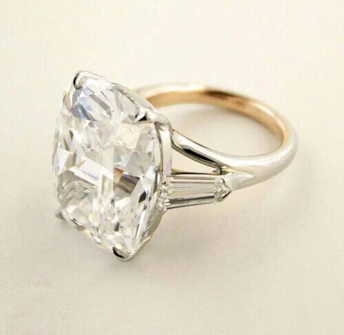 3.5Ct Cushion Cut Lab Created Diamond Women's Wedding Ring 14K White Gold Plated - Picture 4 of 5