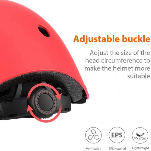 Kids Skateboard Bike Helmet Safety Gear Shock Absorbing Adjustable Strap RED - Picture 3 of 7