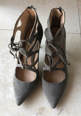grey lace up pumps