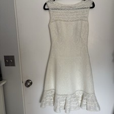 Tadashi Shoji Light ivory lace, sleeveless, Evening Wear Cocktail Quiet Luxury S