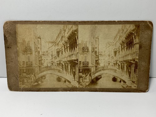 Antique View from Ponte de la Canonica ~ Venice, Italy ~ Old Photo Stereoview - Picture 2 of 5