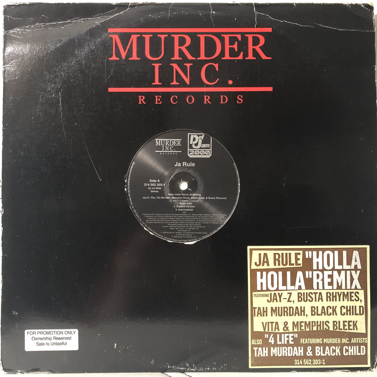 JA RULE HOLLA HOLLA REMIX (12") 1999!! RARE!! JAYZ + BUSTA RHYMES