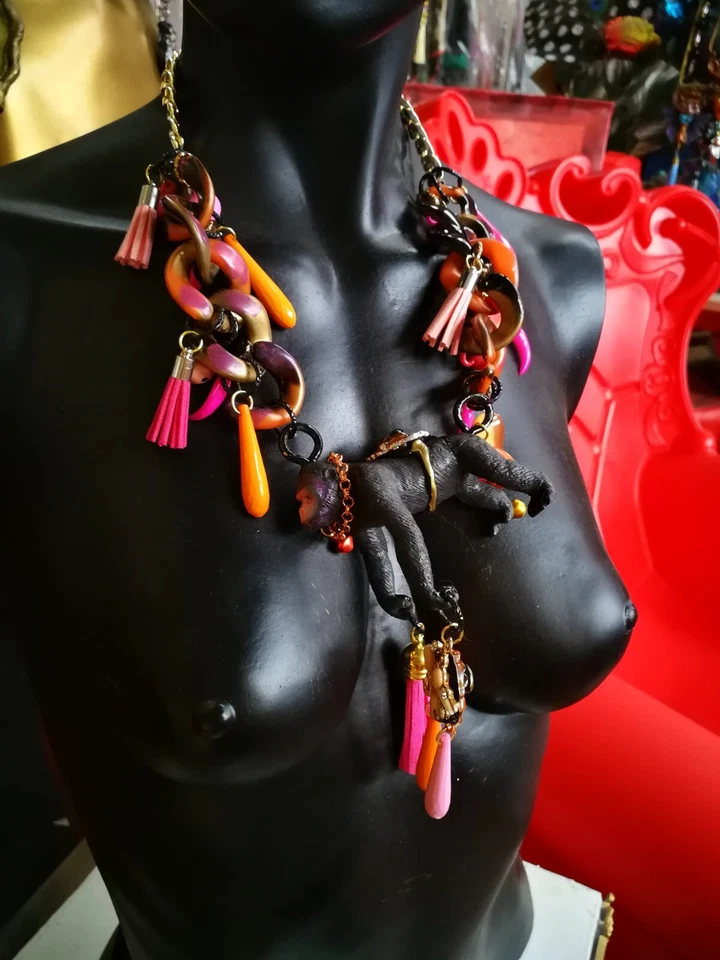 Collar Mono Colgante Animales Mascotas Joyería Mágica Dijes Joya Borlas Foto 4 de 4