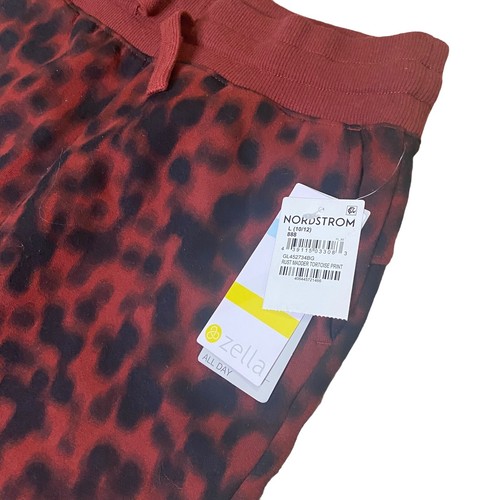 NWT Zella All Day Red Black Leopard Sweatpants Girls Large 10-12 - Picture 2 of 7