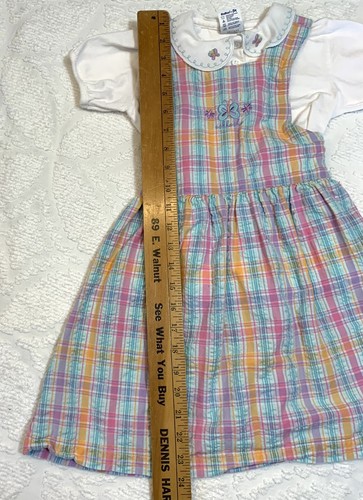 RARE VTG Pinafore Oshkosh B'Gosh Dress/Shirt Sz 5-6 Pastel Seersucker Butterfly - Picture 11 of 11
