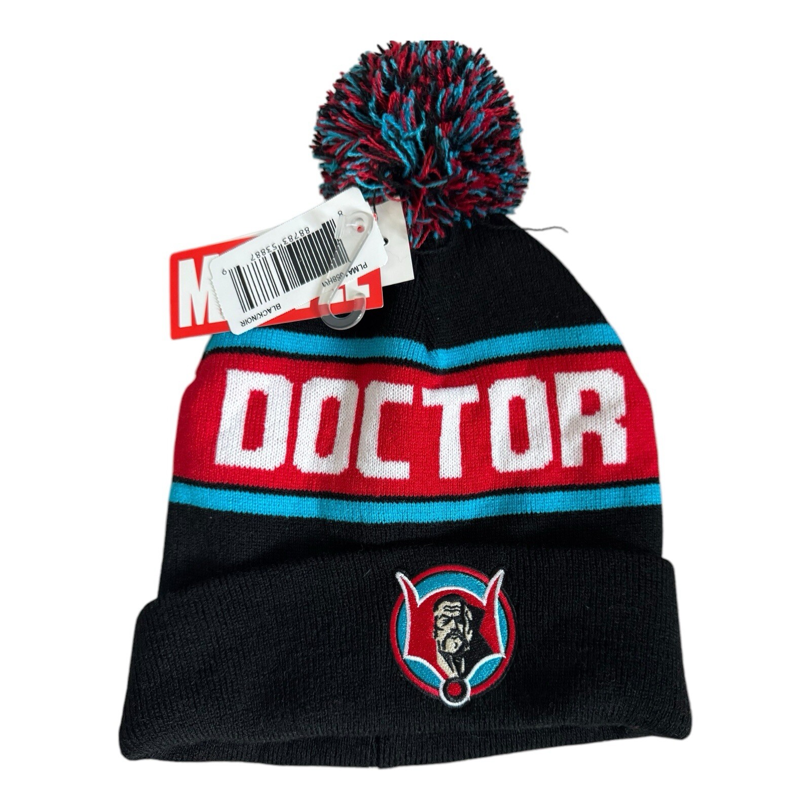 Marvel Doctor Strange Embroidered Logo Black Pom-Pom Beanie