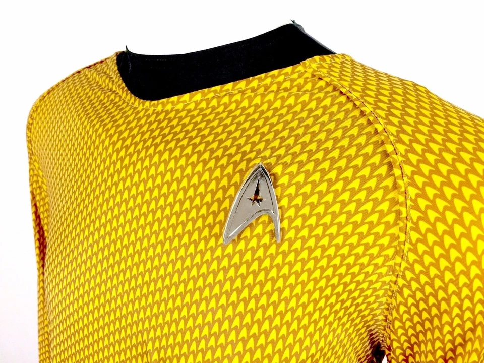 Camisa KIRK Command DORADA uniforme disfraz Star Trek 2009 con insignia de flota Foto 3 de 4