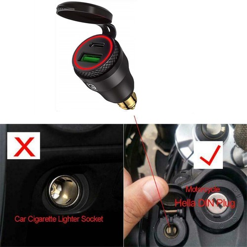 Waterproof USB Type C Fast Charger Red LED Light For BMW F800GS F650GS F700GS - Photo 1 sur 21