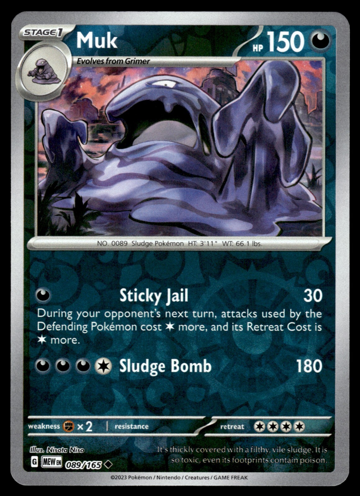 MUK - 089/165 - POKEMON 151 MEW ENGLISH - REVERSE HOLO - NM