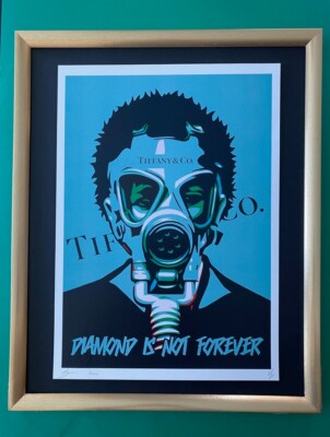 DEATH NYC Hand Signed LARGE Print Framed 16x20in COA TIFFANY & CO DIAMOND POPART