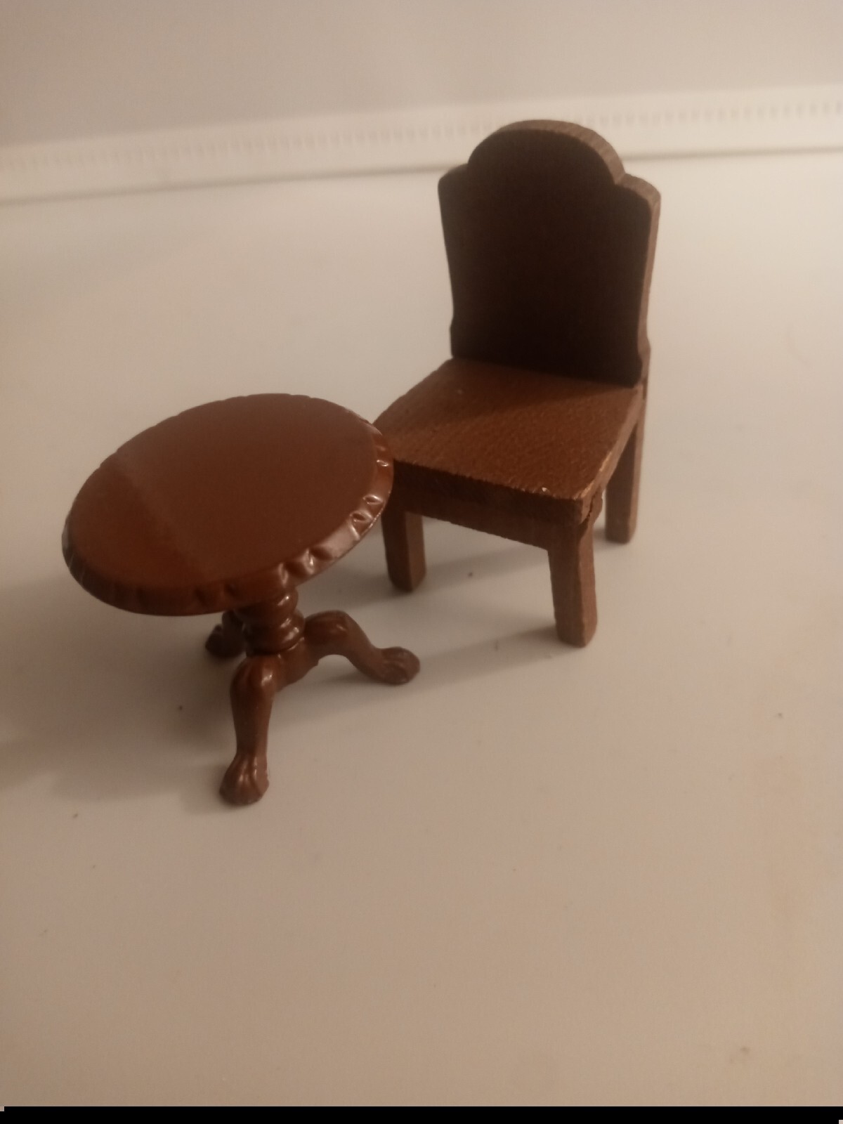 Vintage 80s Mattel Metal Dollhouse Swing Table With Wooden Chair.