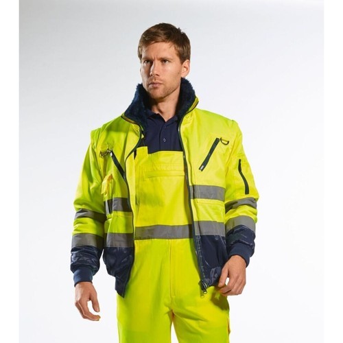 PORTWEST Hi-Vis Pilot Jacket waterproof Bomber Fur Lined Winter Work Wear coat - Picture 11 of 15