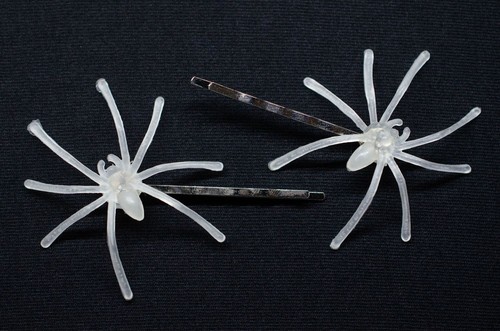 2er Set Spinne Haarklammer Miniblings Haarspange Spinnen Halloween Leuchtend - Picture 5 of 9