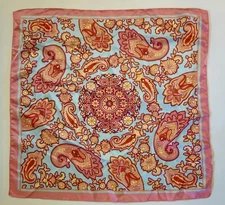 UNBRANDED PAISLEY BOHEMIAN PINK SMALL COTTON SCARF 20/20 INCH SQUARE 