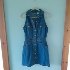 Ann Taylor Sleeveless Button Denim Mini Dress Sz 8