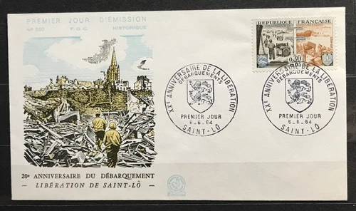 FRANCE - 1964 20TH ANNIV OF LIBERATION 30c+5c ST MERE EGLISE CANCEL FDC SG 1652.
