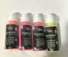 4 Pack Fluorescent Black Light Paint 1 oz Glows Blacklight yellow orange pink
