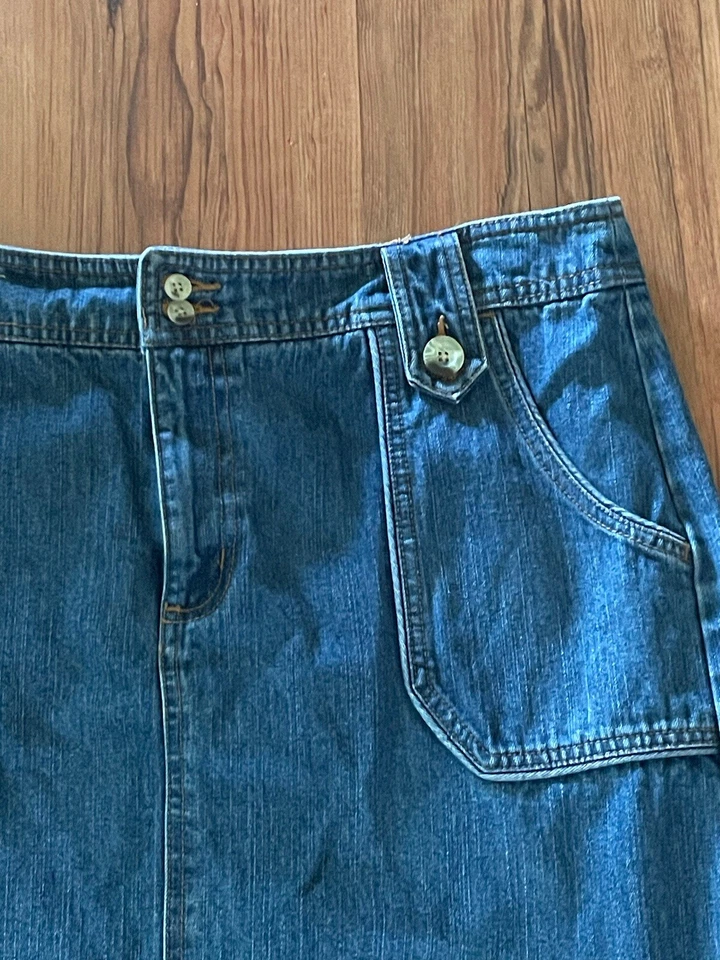 Falda de mujer Natural Reflections azul denim Jean Momcore ropa informal talla 14 Foto 2 de 4