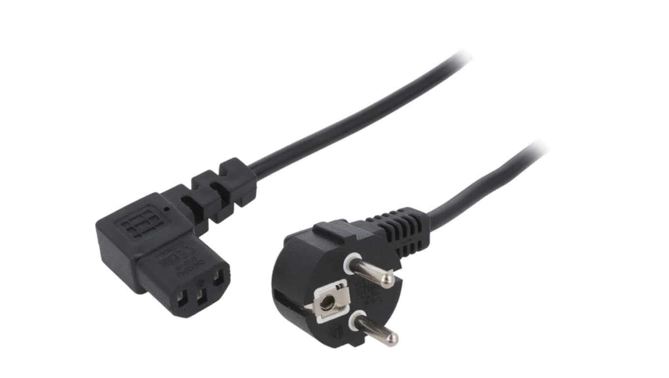 CEE Cable 7/7 (E/F) Angle Plug IEC C13 CABLE-EUL-P3L-3.0-BK