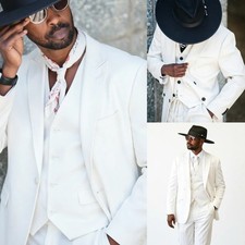 Business Men Suits Double Breasted Peak Lapel Regular Fit Wedding Groom Prom