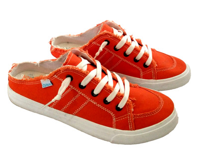 Obtaom Women Canvas Mules Memory Foam Clipper Slip On Sneakers Orange - 9M