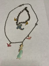 Disney children's Jasmine necklace and genie charm bracelet