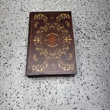 VTG Brown & Gold Fake Book Box Hidden Jewelry Storage  Magnetic Classic Art Deco