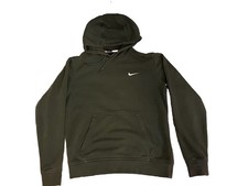 Nike Sportswear Women Green Fleece Pullover Hoodie Logo Pockets Size M