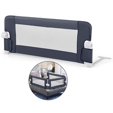 GYMAX Foldable Toddler Bed Rail Baby Safety Guard w/Removable Cover-Dark Gray