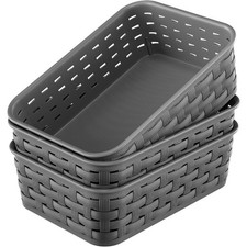 Small Plastic Storage Baskets 3 Pack, Organizing Bins for Pantry Laundry Room,