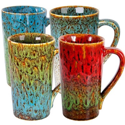 YINUOWEI 20oz Porcelain Colorful Coffee Mugs Set of 4, Large Tall Coffee Mugs...