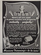 Mansure Trimmings Curtains Drapes Zip-Pleater Decorator Touch Print Ad 1940
