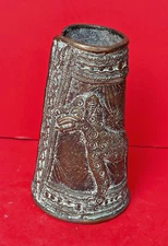 Antique Benin Bronze Cuff with Royal Leopard Effigy