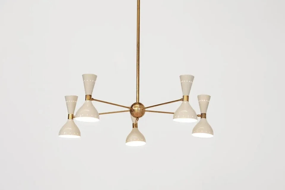 Lámpara de Techo Moderna Italiana, Estilo Stilnovo "Pita" 5 Brazos Foto 2 de 4