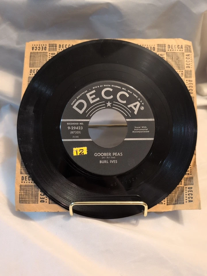 BURL IVES Vg, Ballad Of Davy Crockett 45 Goober Peas 29423 Decca - Image 2 of 3