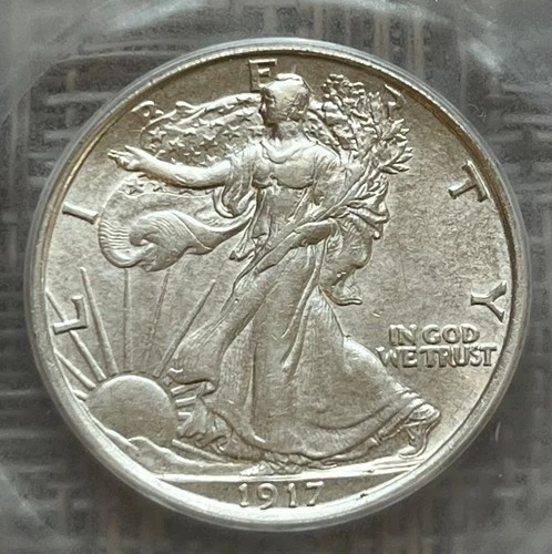 1917 Walking Liberty half dollar, ICG AU-55 details - better date