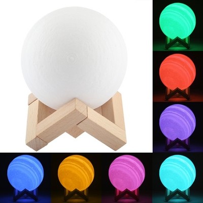 3D-gedruckte 10 cm Jupiter Lampe mit USB-Aufladung, 7-farbiges LED-Nachtlicht
