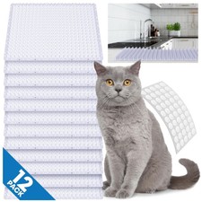 Petfolio 12 Pack Upgraded Scat Mat For Cats - 16 x 13 Large, Transparent Blue