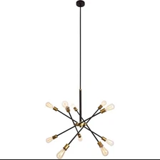 Living District LD8003D28BK Axel Chandelier Black and Brass