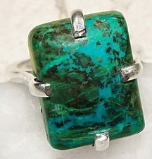 Natural Chrysocolla 925 Solid Genuine Sterling Silver Ring Jewelry Sz 7 B19-1