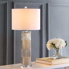 JONATHAN Y Vivienne 30" Glass/Crystal LED Table Lamp, Champagne by JONATHAN Y