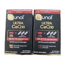 Lot Of 2 Qunol Ultra CoQ10 100mg Supplement Softgels 30 Count X2  60 Exp2028