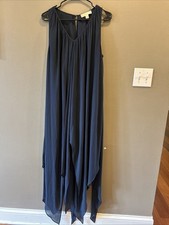 Michael Kors,Fairy Tale Flowy Overlay Dress, Navy, Size Large