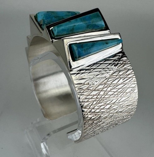 "Brazalete Jay King plata esterlina turquesa 7"" Desert Rose Trading Co. 58 g" - Imagen 8 de 13